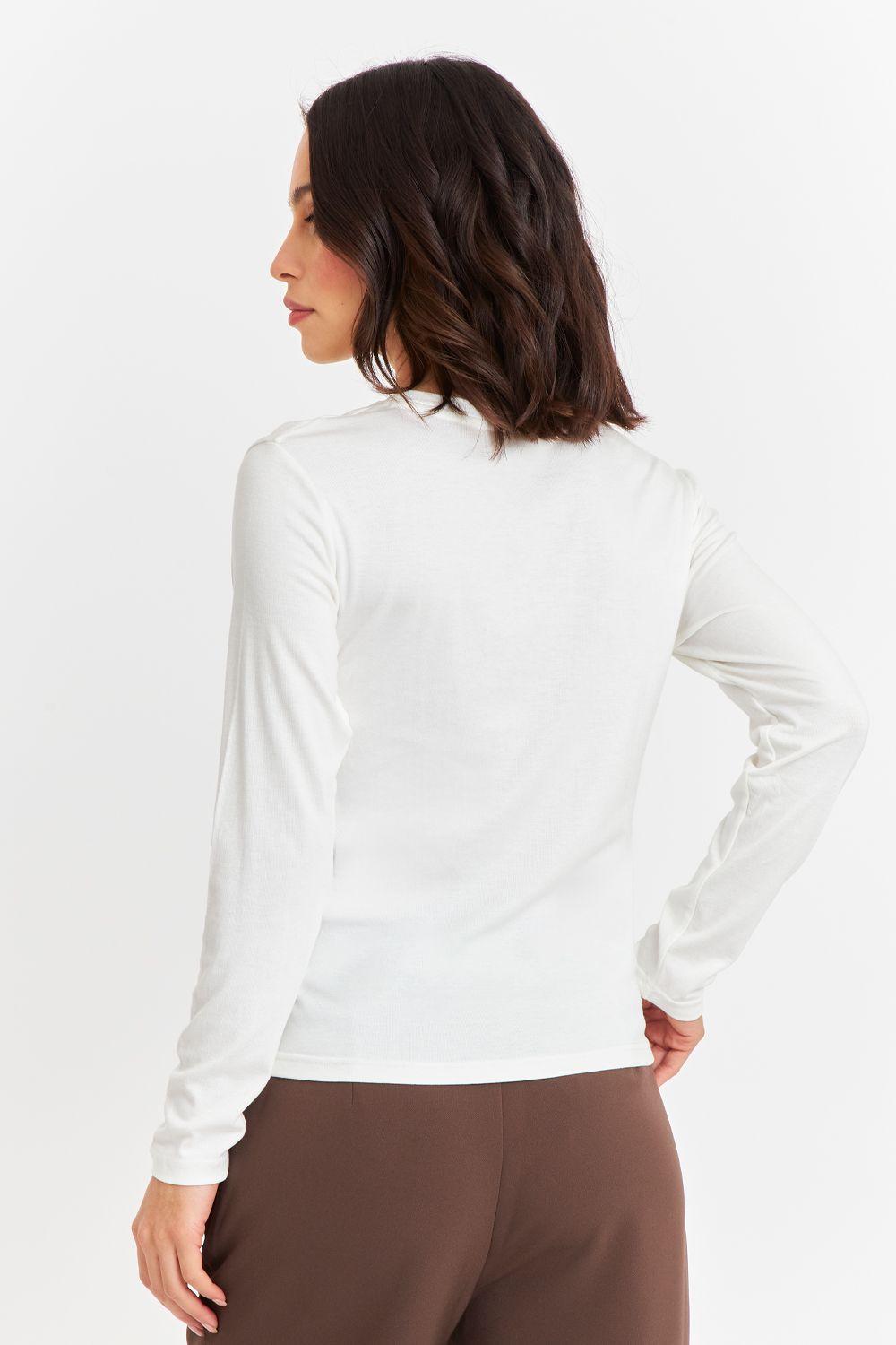 Polera Manga Larga Cuello Redondo Blanca-3
