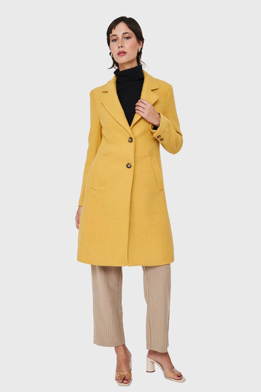 Abrigo Tipo Paño Dos Botones Amarillo Nicopoly-1