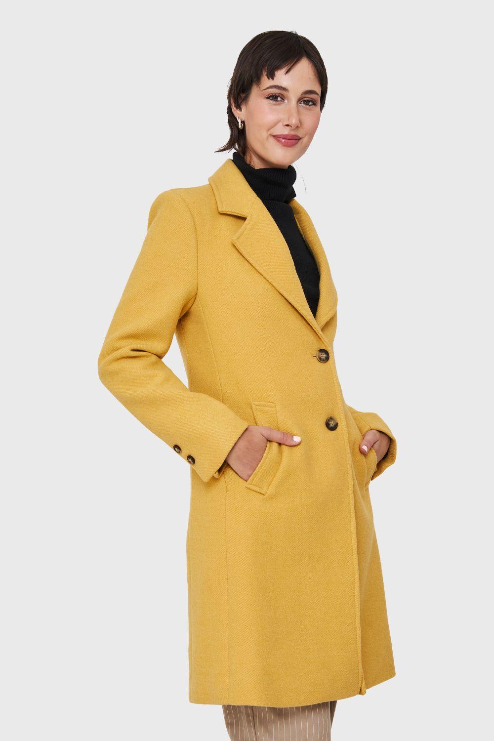 Abrigo Tipo Paño Dos Botones Amarillo Nicopoly-2