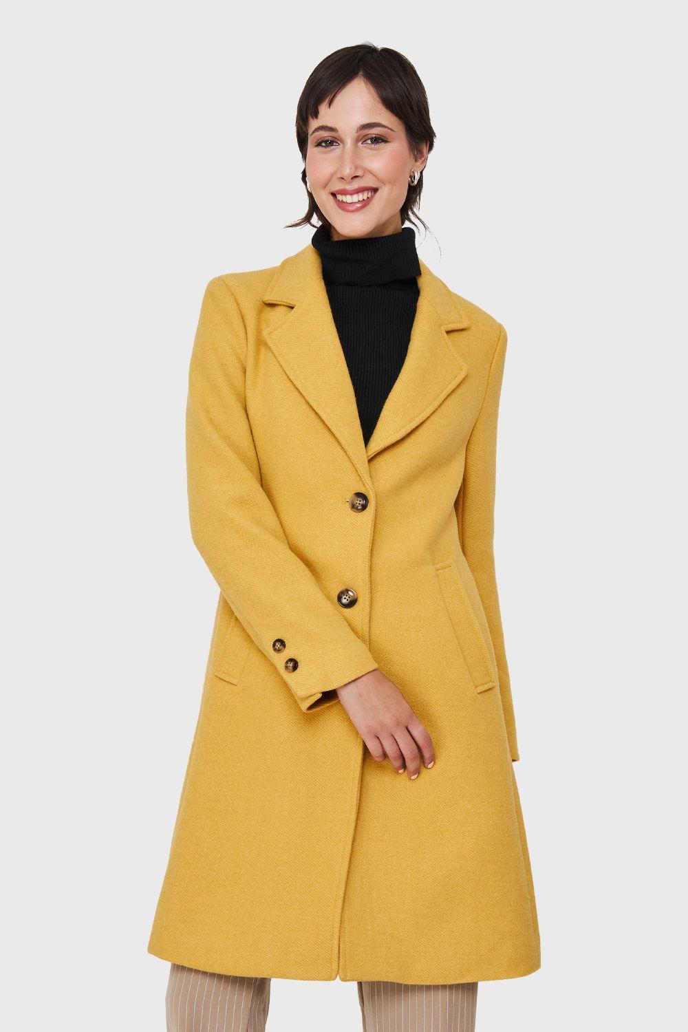 Abrigo Tipo Paño Dos Botones Amarillo Nicopoly-4