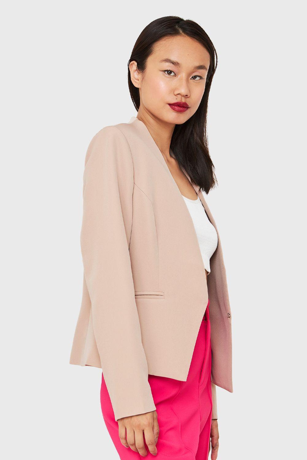 Blazer Entallado Clásico Beige Nicopoly-2