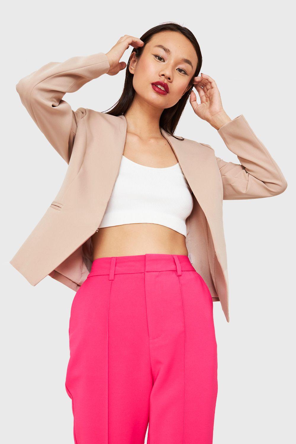 Blazer Entallado Clásico Beige Nicopoly-4