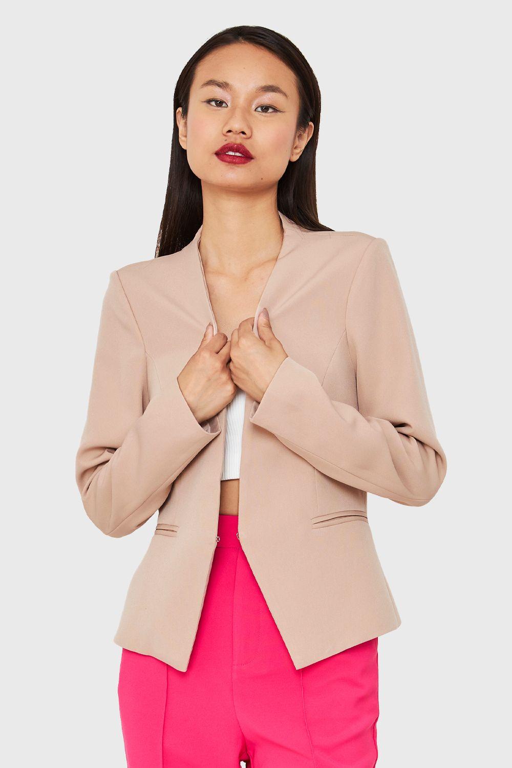Blazer Entallado Clásico Beige Nicopoly-0