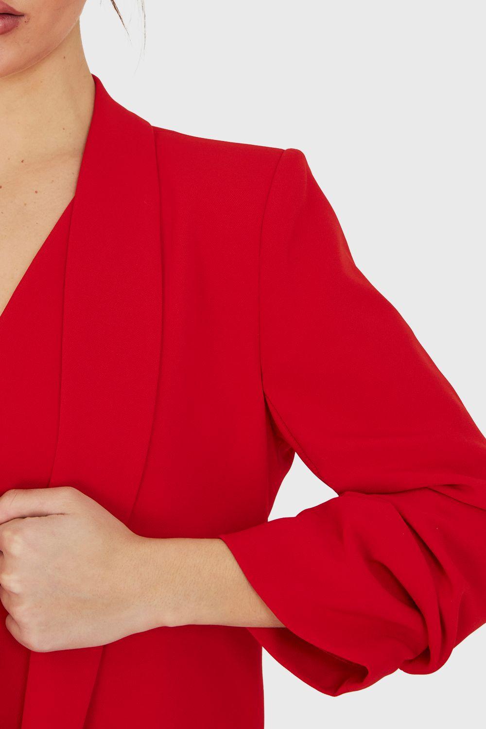 Blazer Manga 3/4 Ajustada Con Pliegues Rojo Nicopoly-5