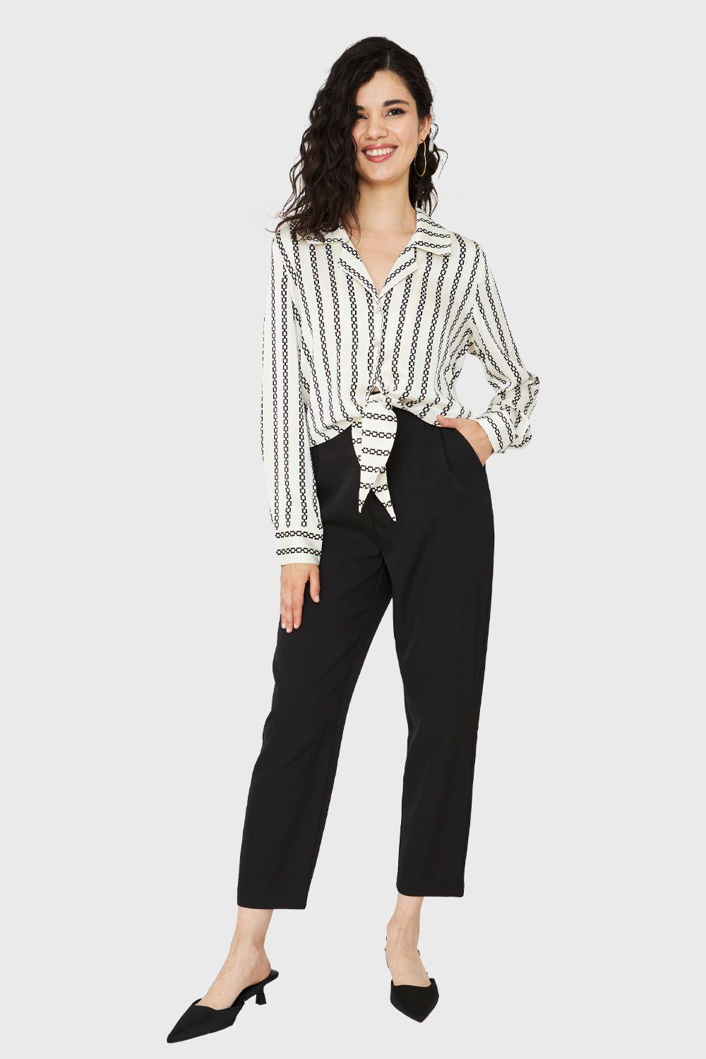 Blusa Cadenas Con Nudo Blanco Nicopoly-1