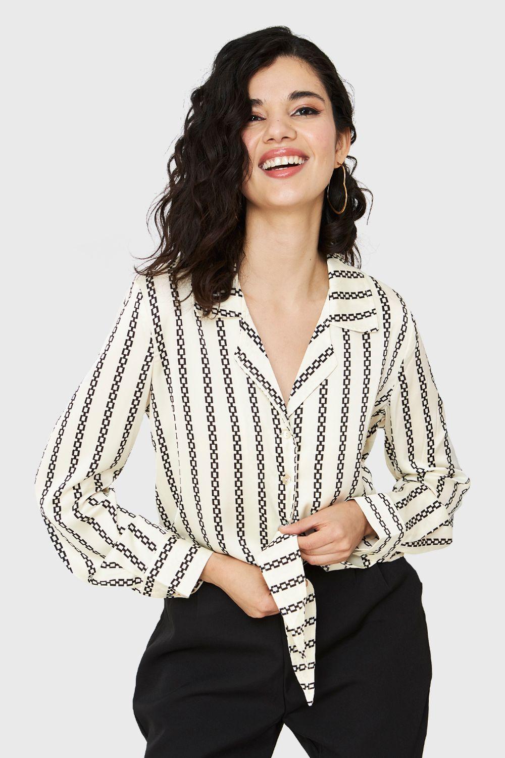Blusa Cadenas Con Nudo Blanco Nicopoly-0