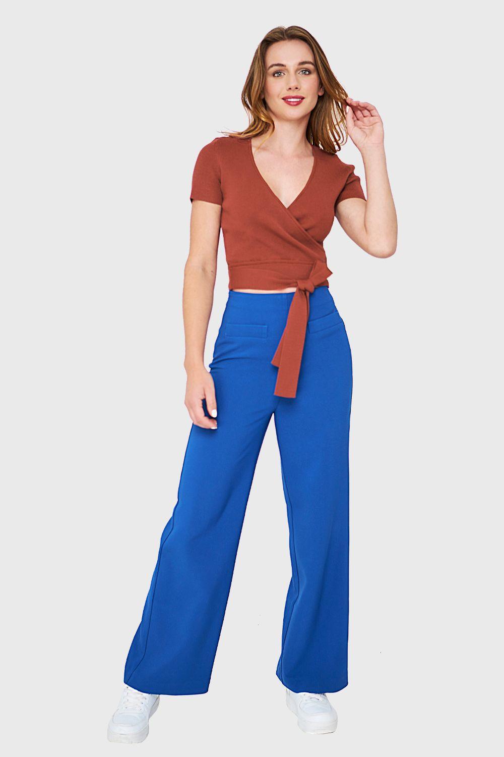 Crop Top Escote Cruzado Café Nicopoly-1