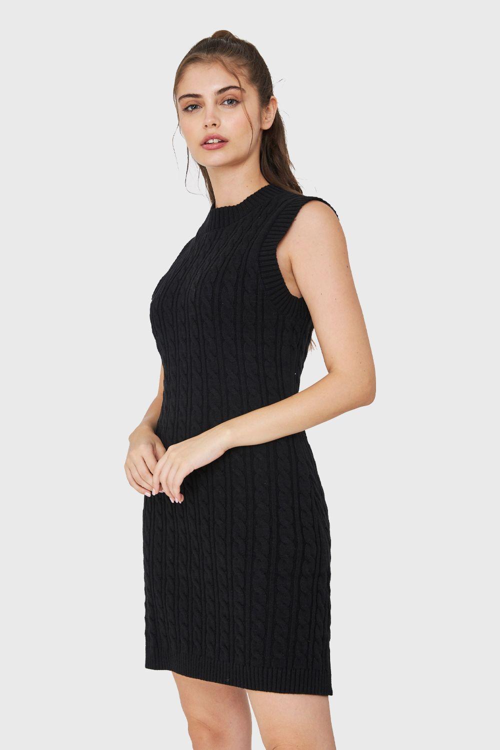Vestido De Punto Trenzado Negro Nicopoly-2