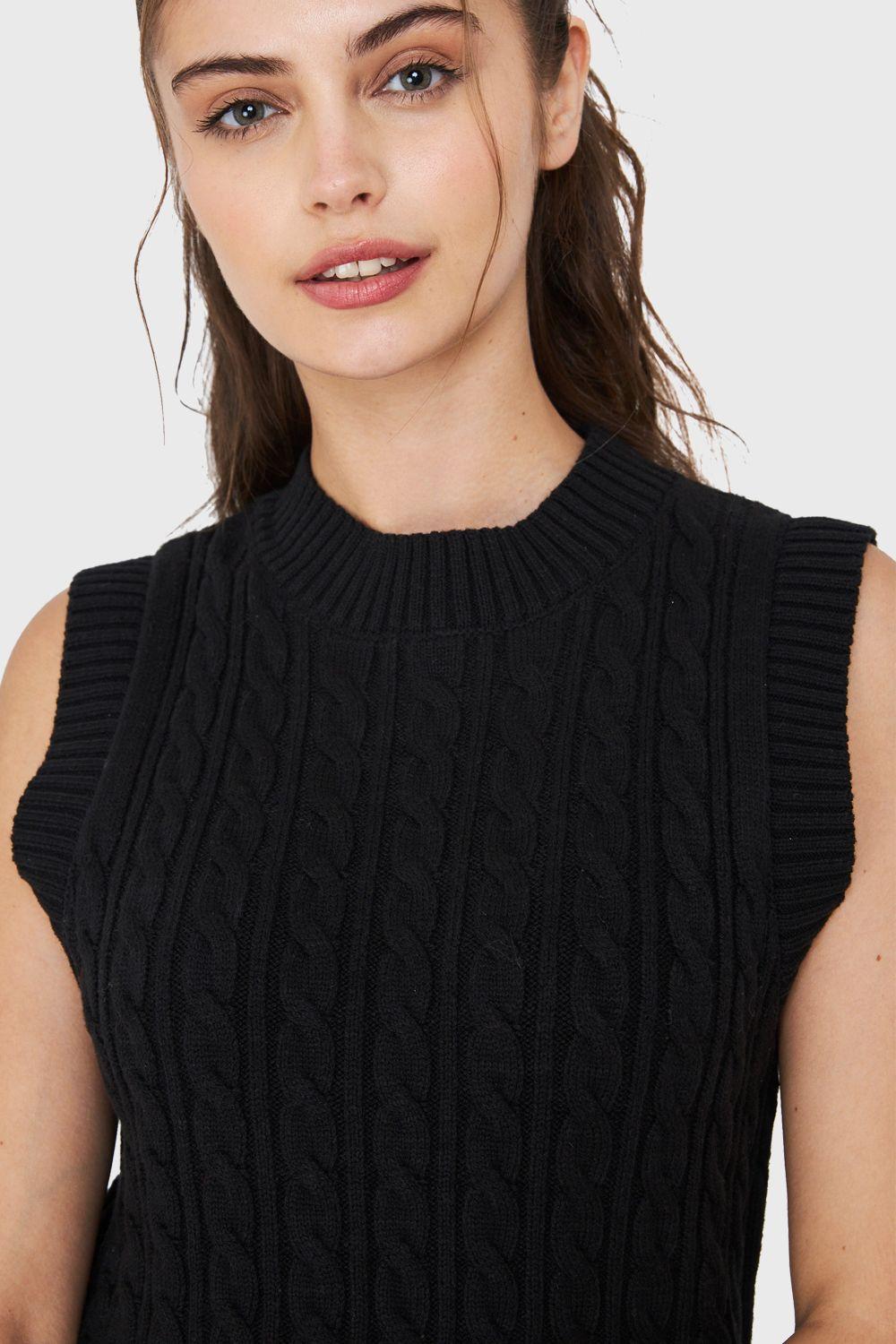 Vestido De Punto Trenzado Negro Nicopoly-5