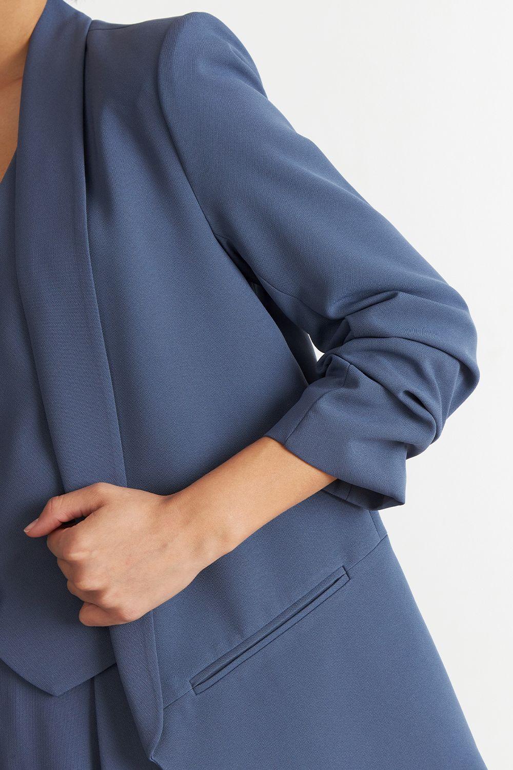 Blazer Manga 3/4 Ajustado con Solapas Azul Nicopoly-5