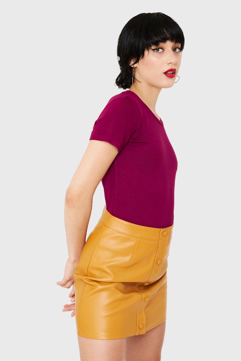 Polera Básica Manga Corta Burdeo Nicopoly-2