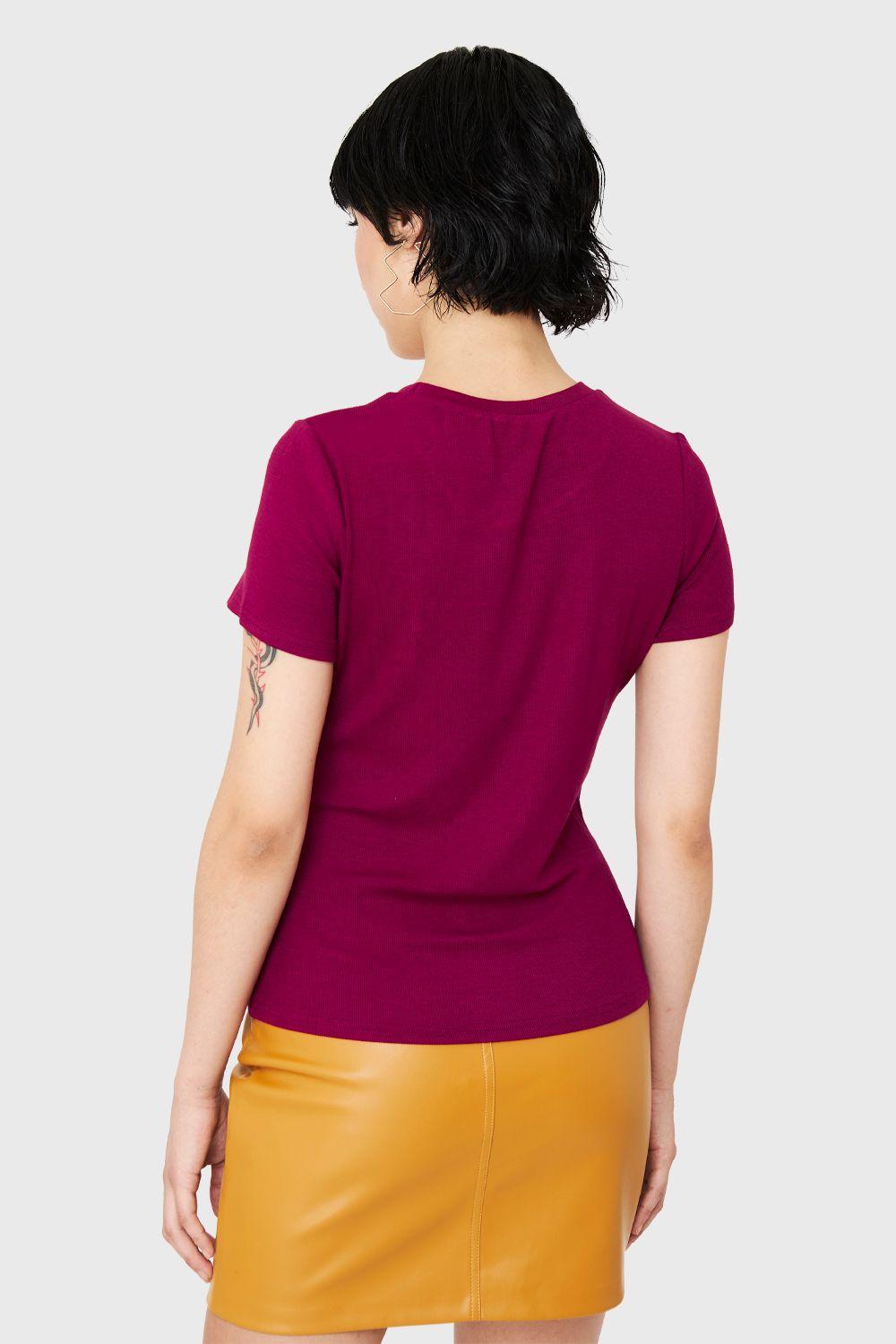 Polera Básica Manga Corta Burdeo Nicopoly-3