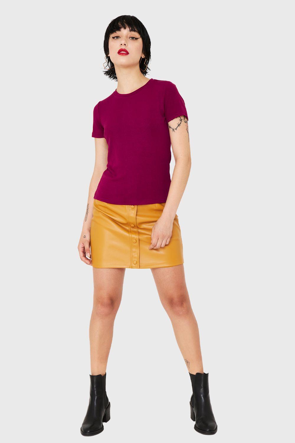 Polera Básica Manga Corta Burdeo Nicopoly-1