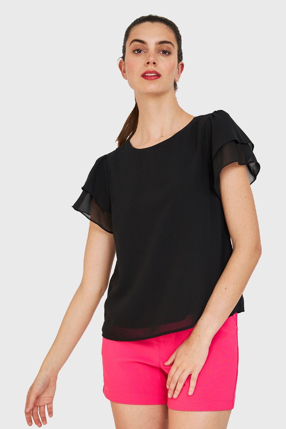Blusa Básica Vuelos Negro Nicopoly-0