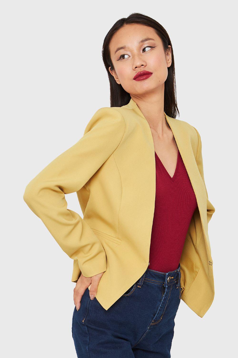 Blazer Entallado Clásico Amarillo Nicopoly-2