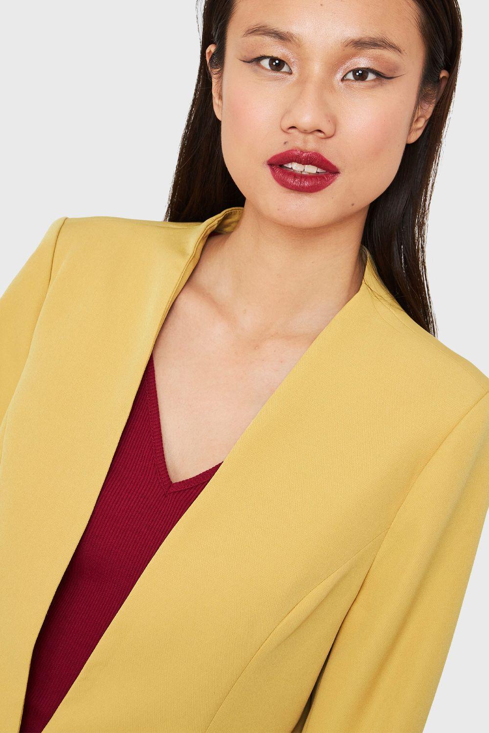 Blazer Entallado Clásico Amarillo Nicopoly-5