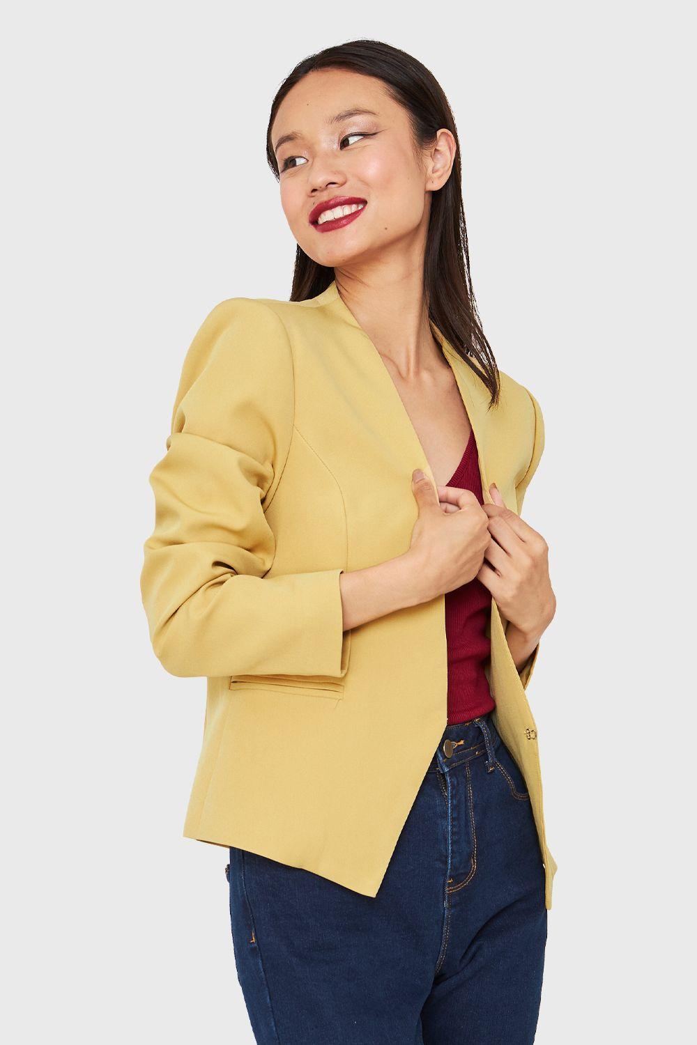 Blazer Entallado Clásico Amarillo Nicopoly-4