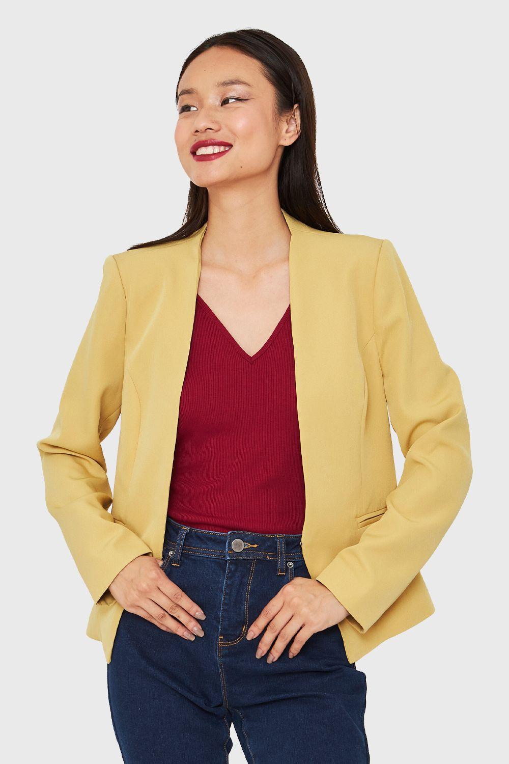 Blazer Entallado Clásico Amarillo Nicopoly-0