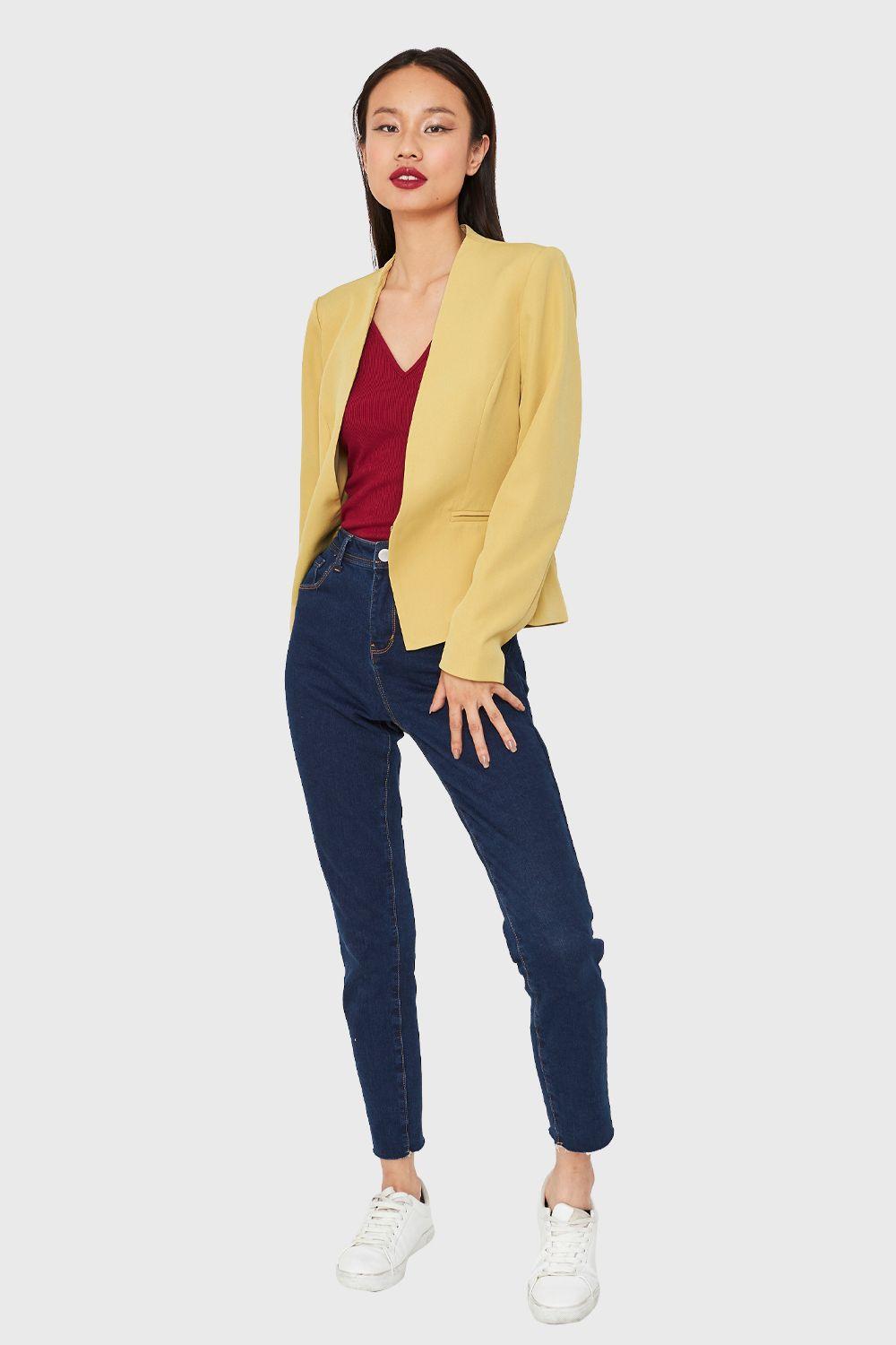 Blazer Entallado Clásico Amarillo Nicopoly-1