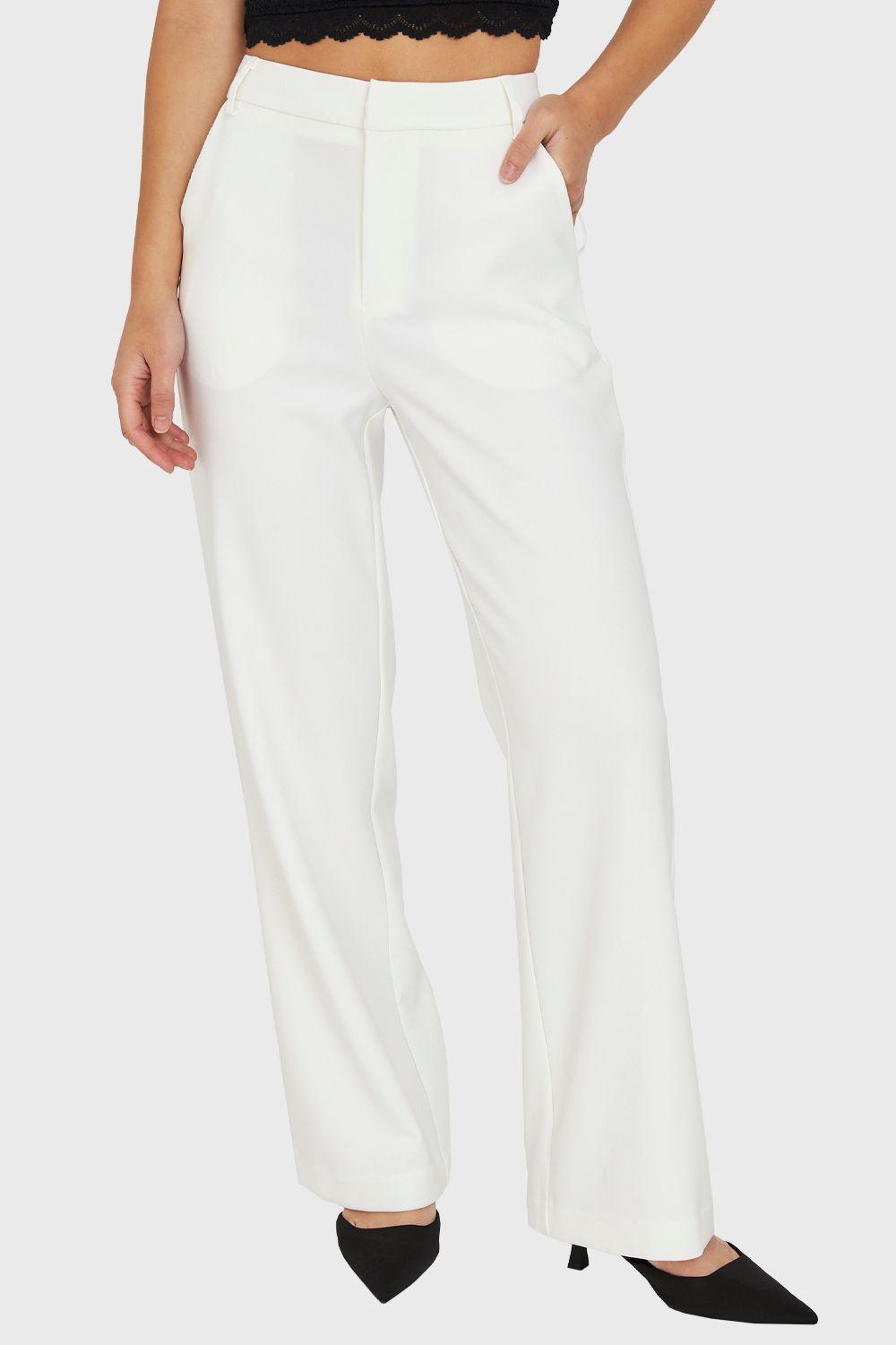 Pantalón Pierna Ancha Blanco Nicopoly-0