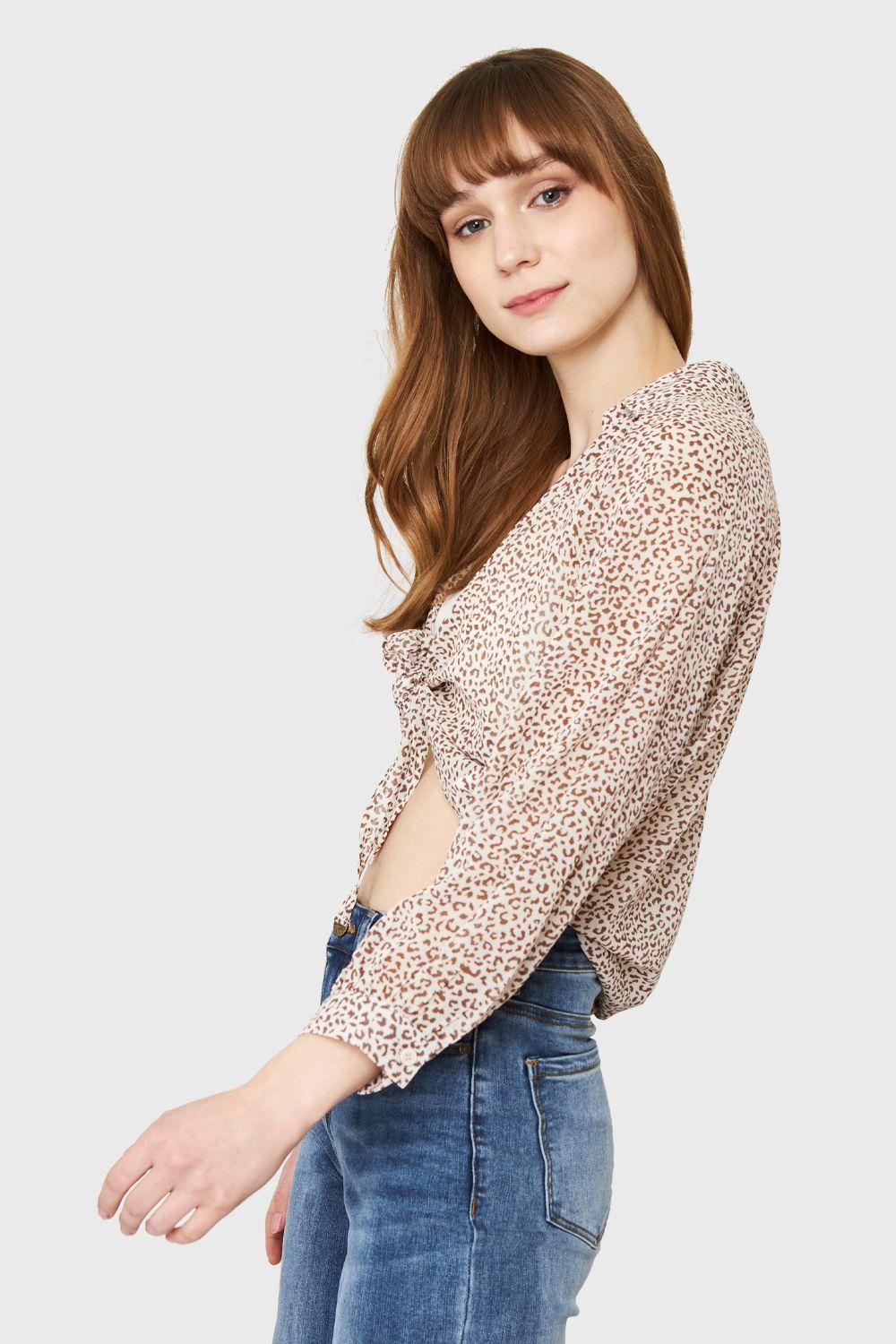 Blusa Nudo Animal Print Beige Nicopoly-2