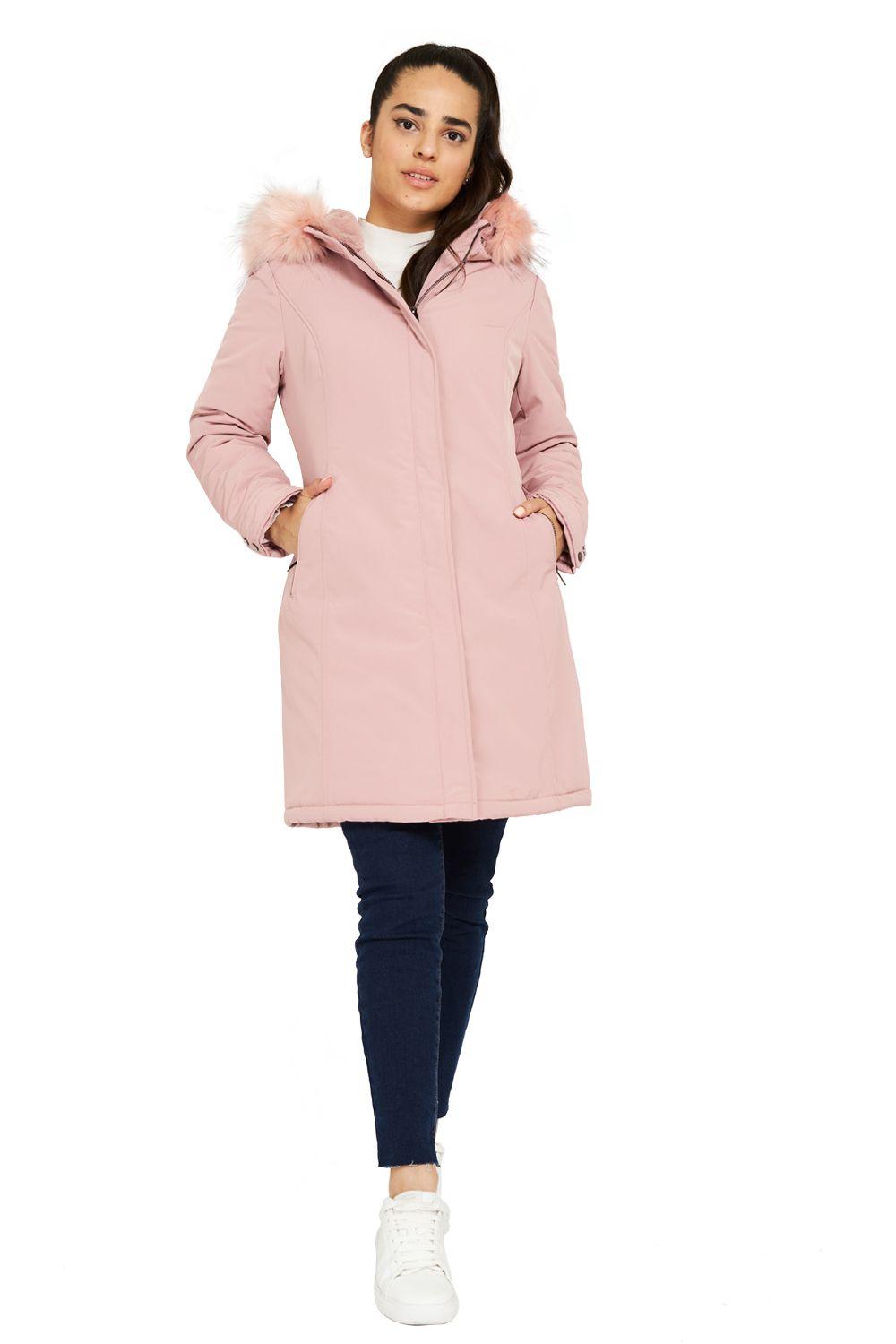 Parka Larga Pelo Desmontable Rosado Nicopoly-1