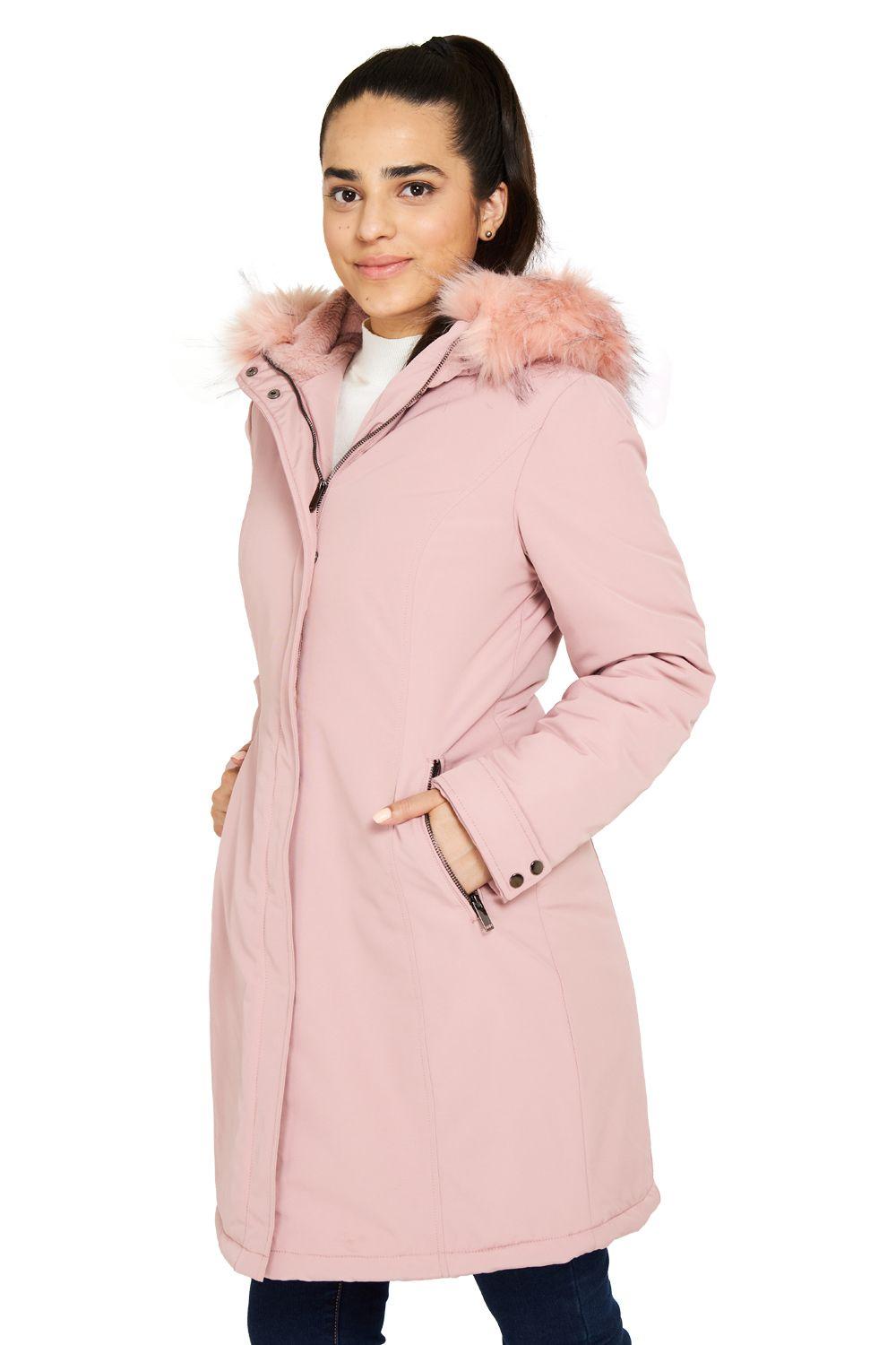 Parka Larga Pelo Desmontable Rosado Nicopoly-2
