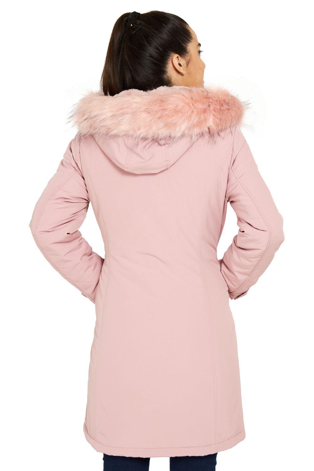 Parka Larga Pelo Desmontable Rosado Nicopoly-3