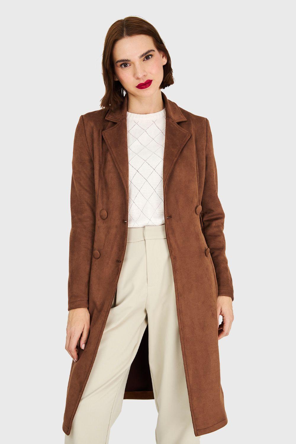 Trench Lazo Tipo Gamuza Café Nicopoly-0