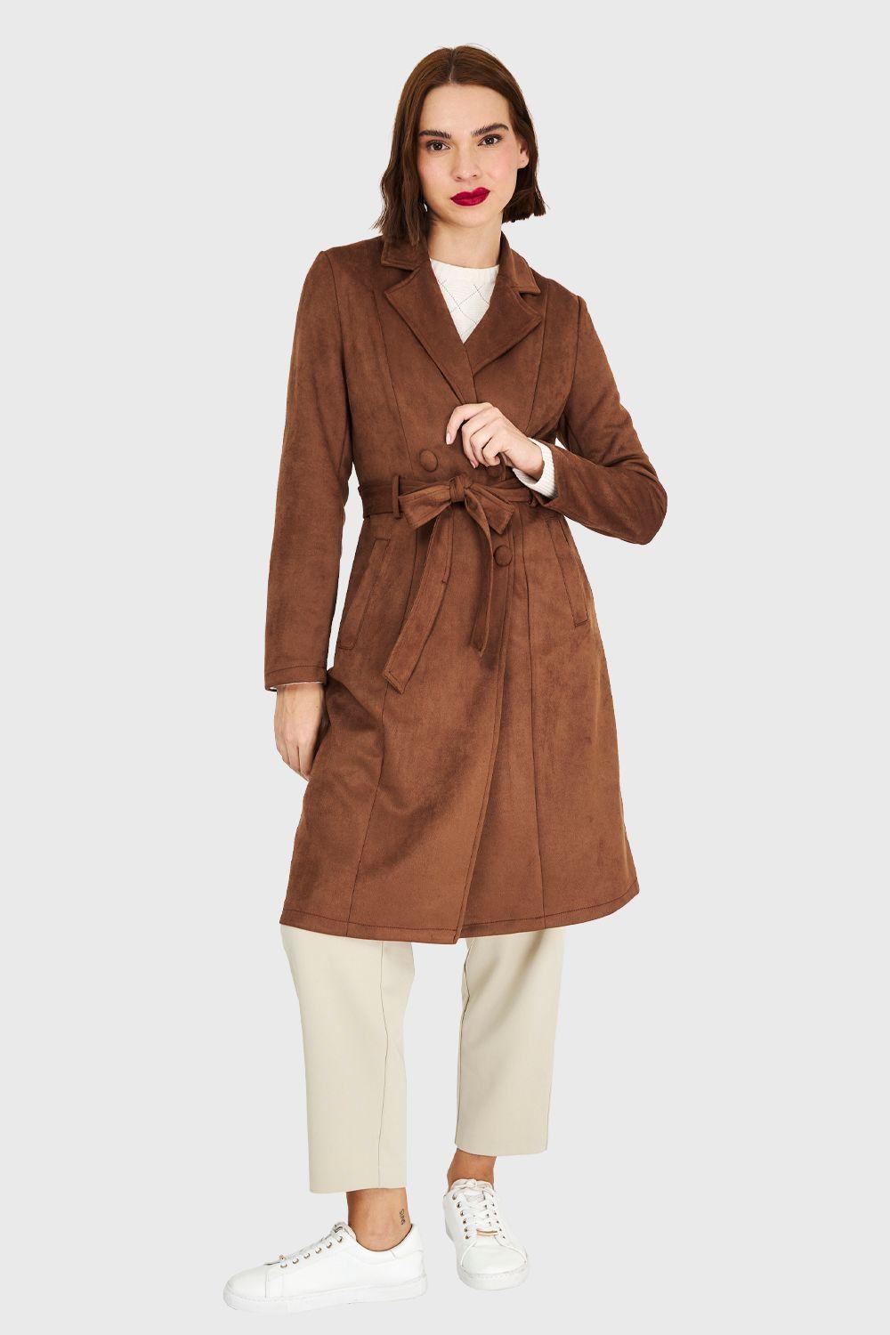 Trench Lazo Tipo Gamuza Café Nicopoly-1