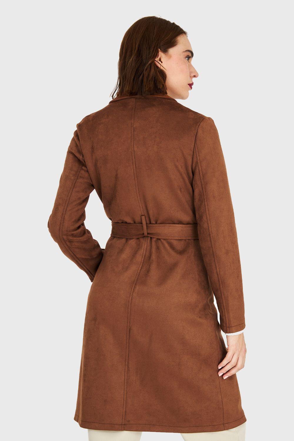 Trench Lazo Tipo Gamuza Café Nicopoly-3