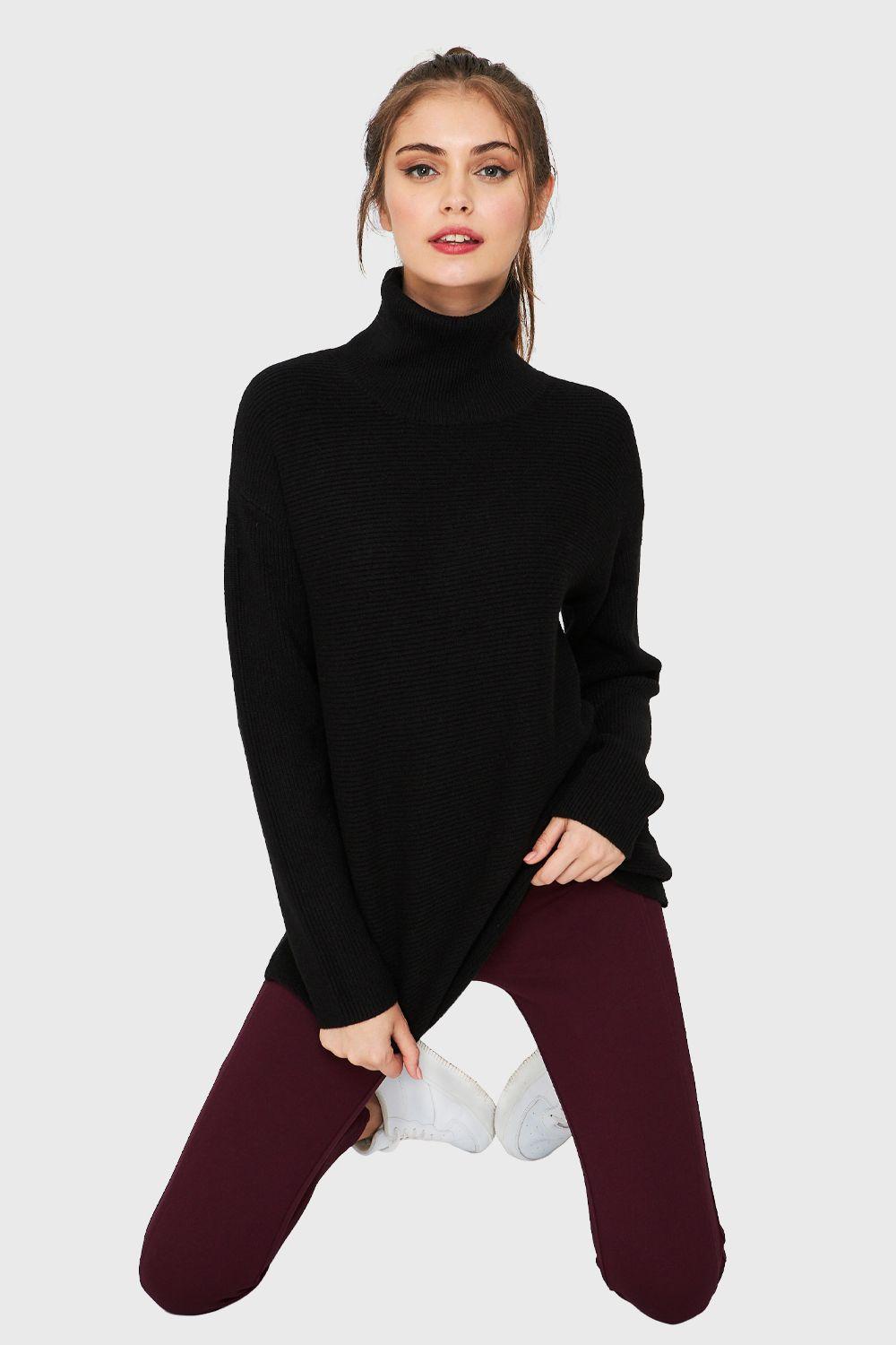 Sweater Cuello Beatle Soft Negro Nicopoly-0