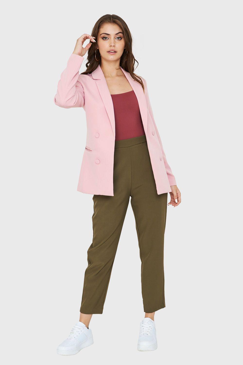 Blazer Botones Decorativos Rosa Nicopoly-1