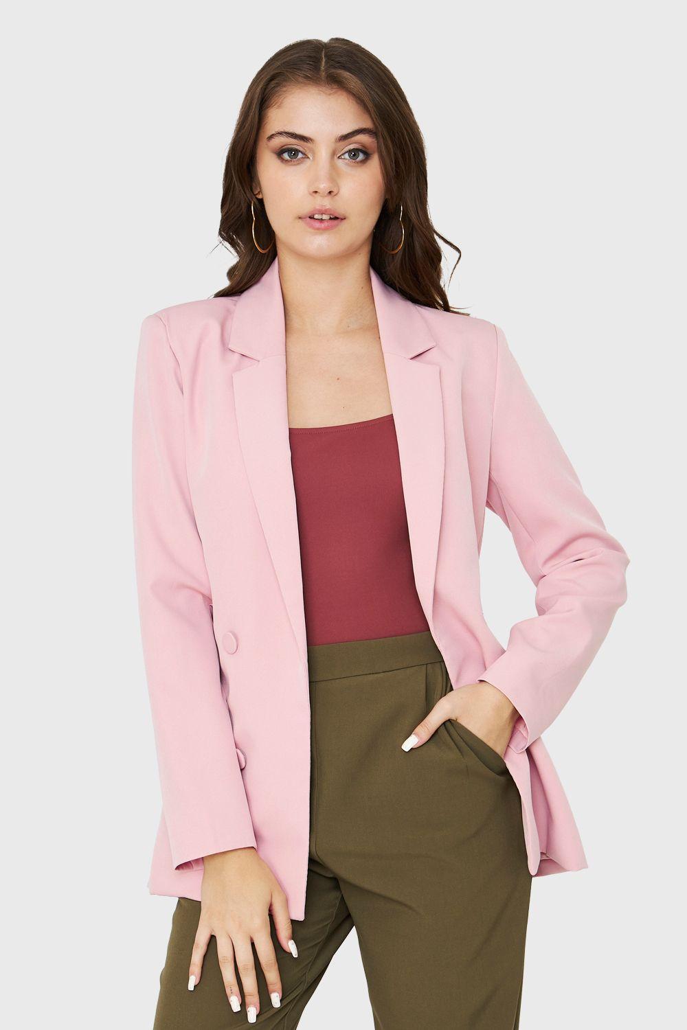Blazer Botones Decorativos Rosa Nicopoly-0