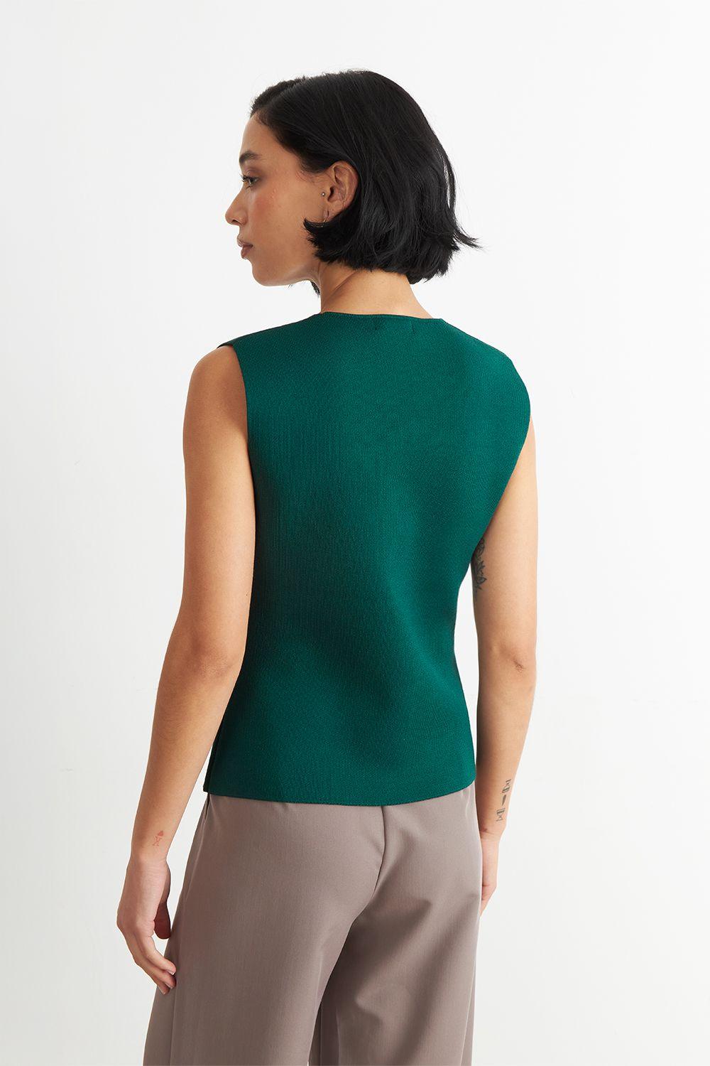 Gilet Largo con Botones Verde Nicopoly-3