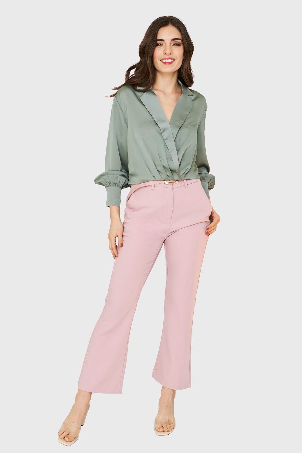 Blusa Crop Cruzada Tipo Satín Menta Nicopoly-1