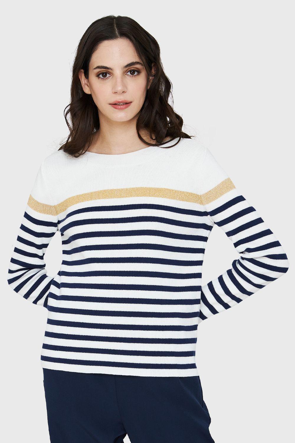 Polera Tejida Rayas Marinero Blanco/Azul Nicopoly-4