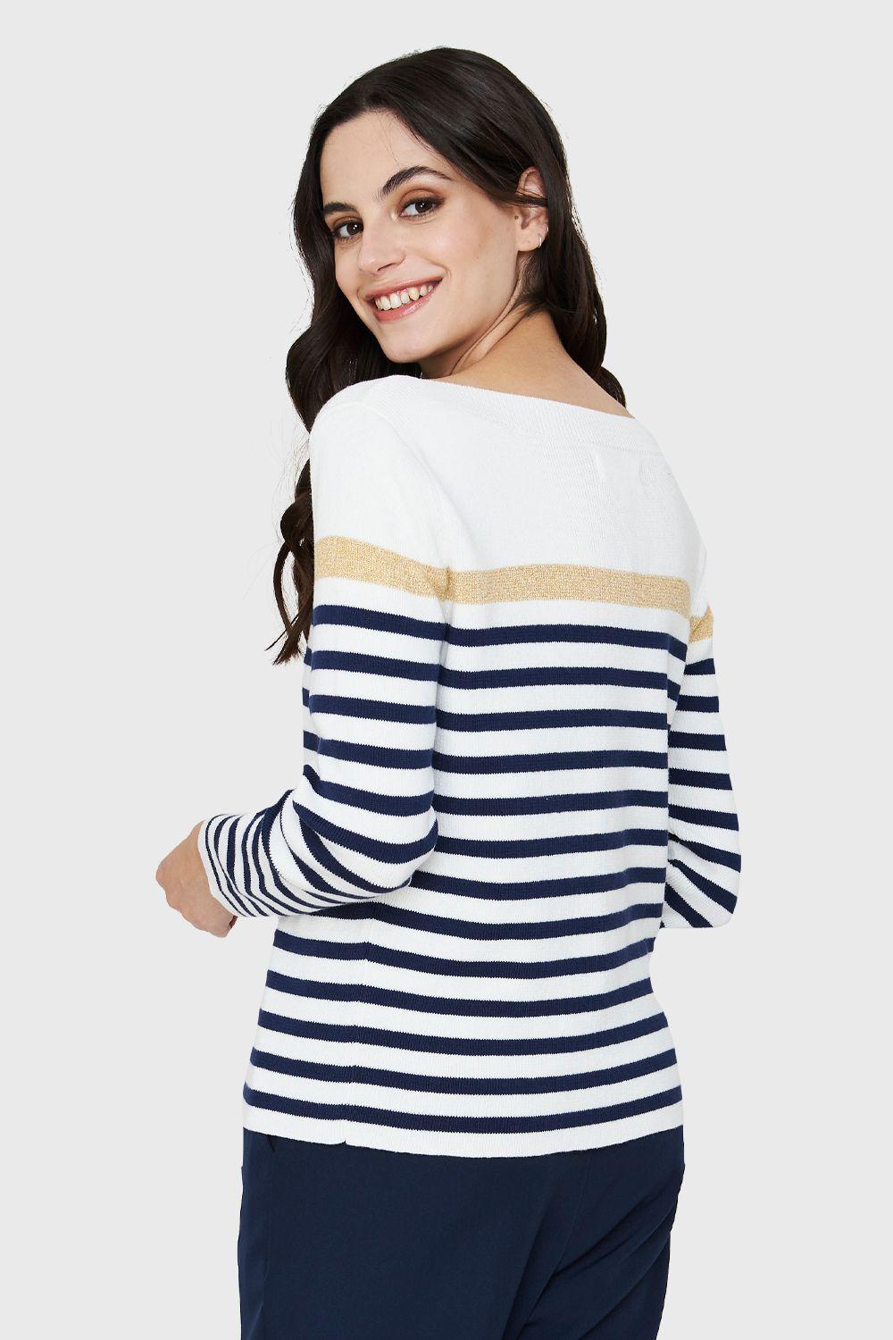 Polera Tejida Rayas Marinero Blanco/Azul Nicopoly-3