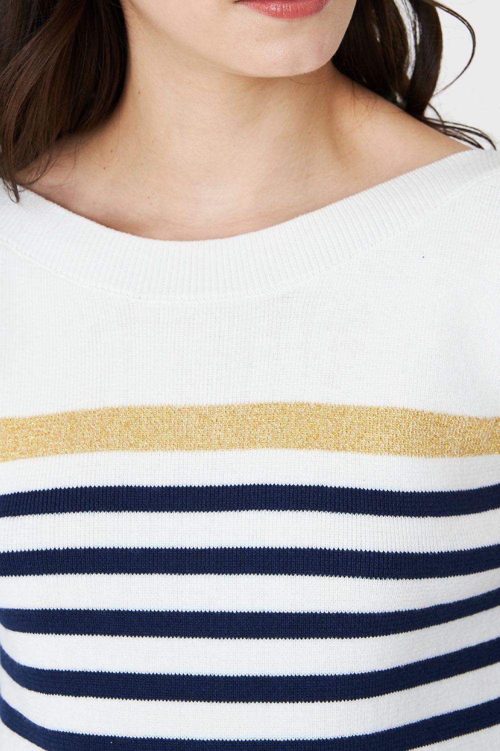 Polera Tejida Rayas Marinero Blanco/Azul Nicopoly-5