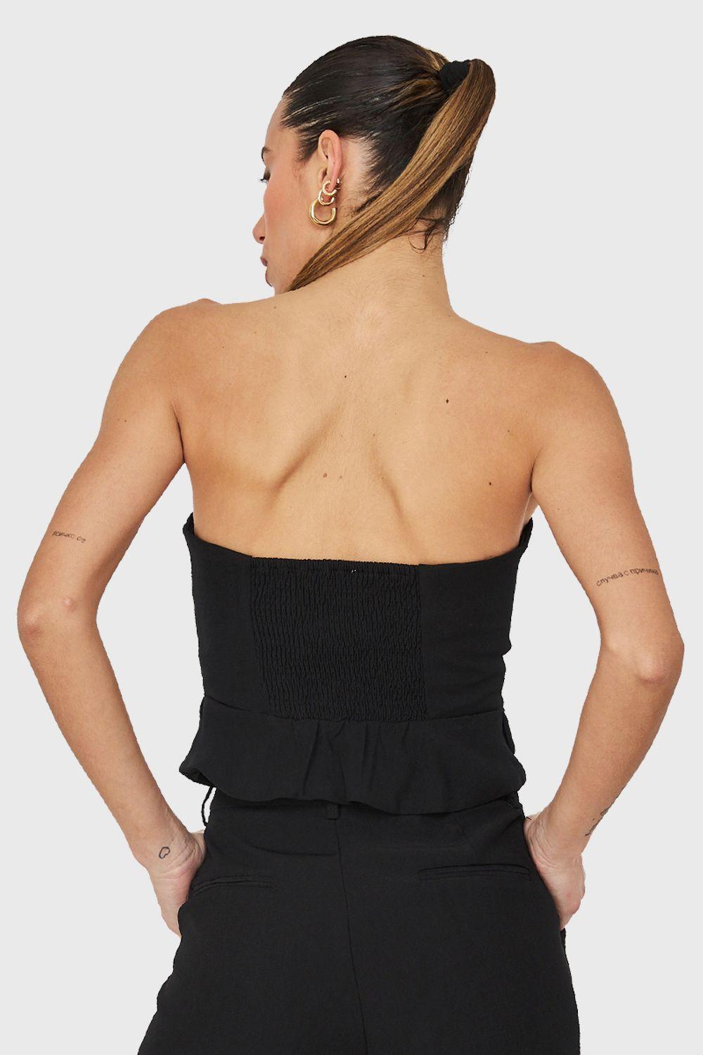 Top Strapless Tipo Sastre Negro Nicopoly-3