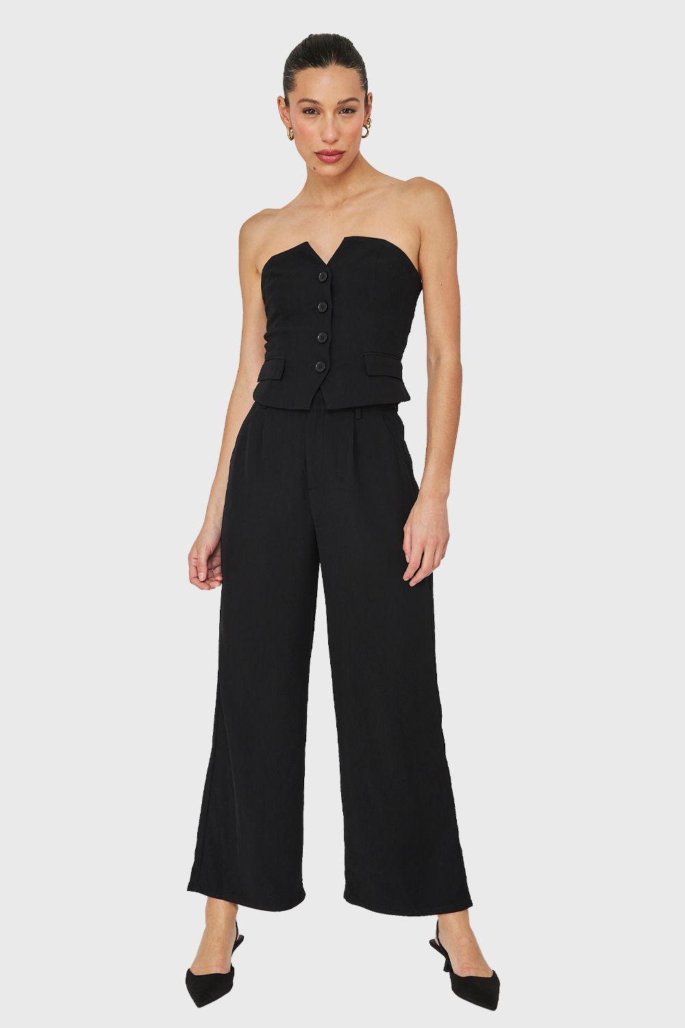 Top Strapless Tipo Sastre Negro Nicopoly-1