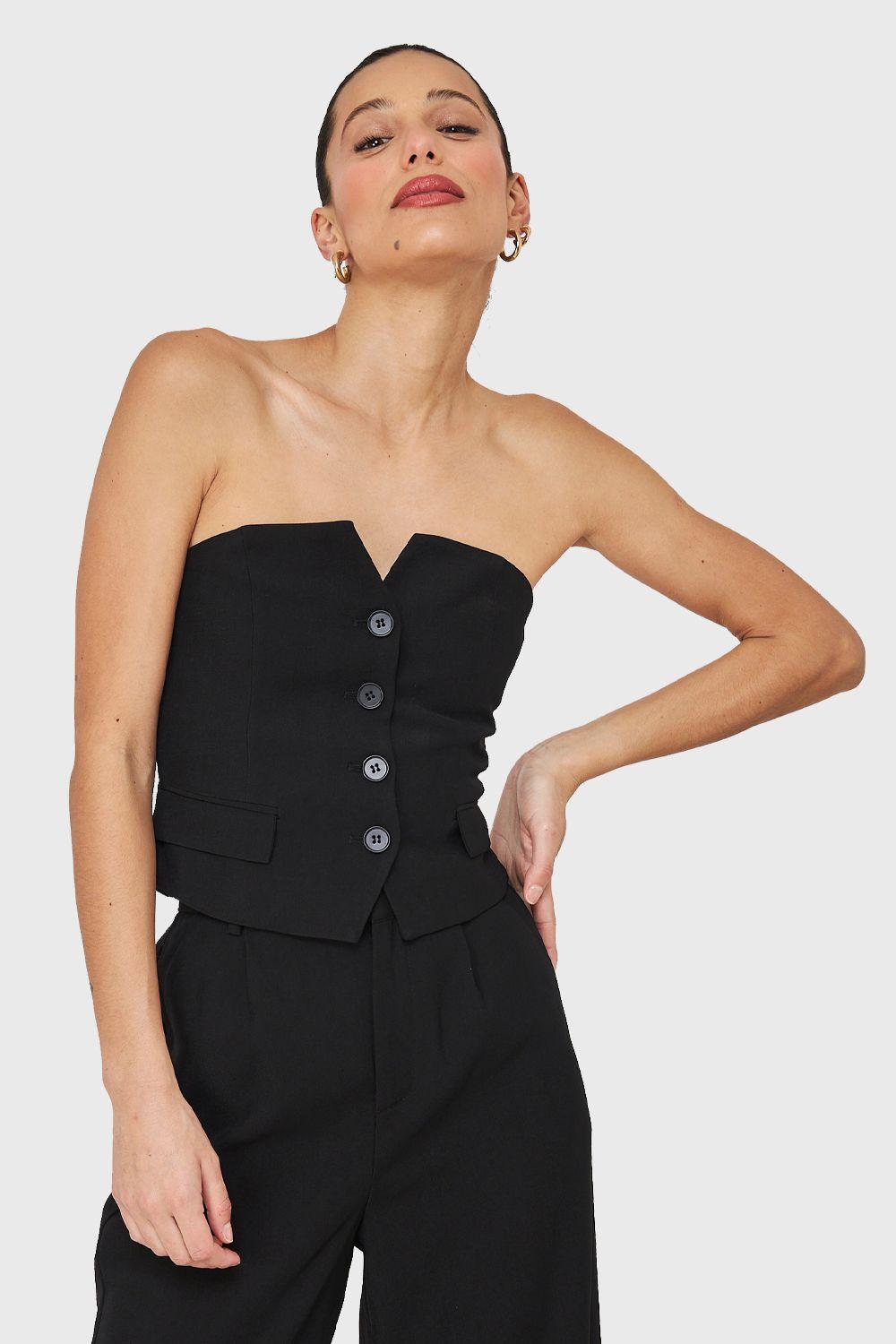 Top Strapless Tipo Sastre Negro Nicopoly-4
