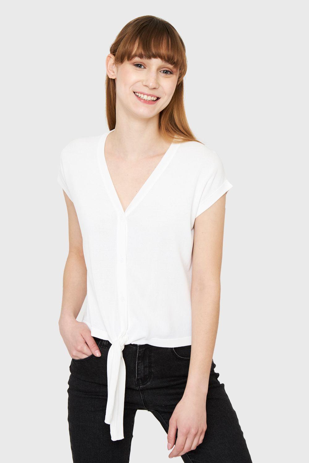 Polera Abotonada Nudo Blanco Nicopoly-4
