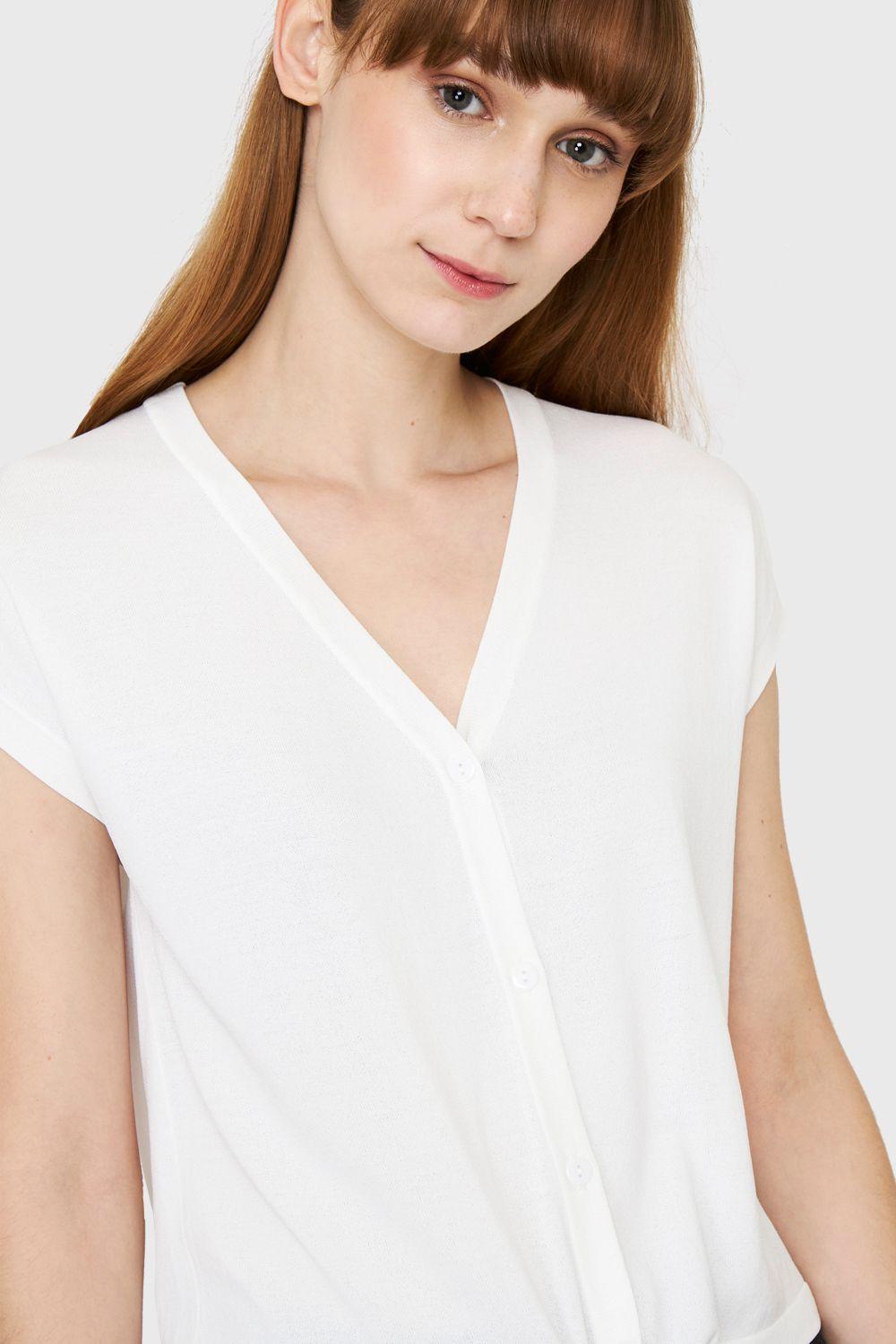 Polera Abotonada Nudo Blanco Nicopoly-5