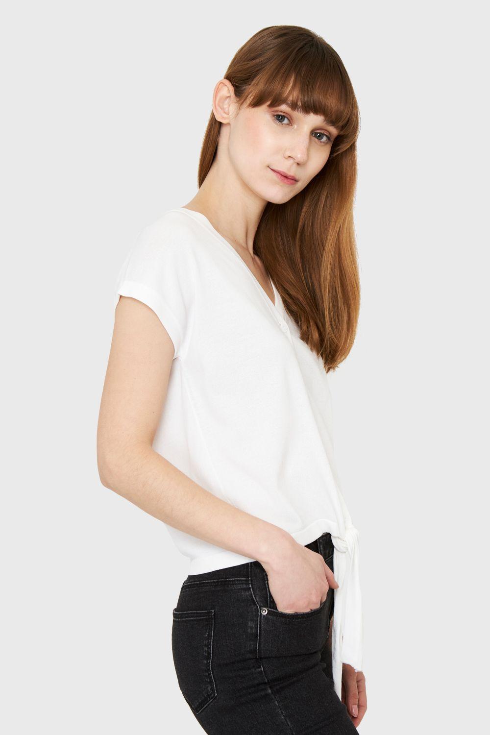 Polera Abotonada Nudo Blanco Nicopoly-2