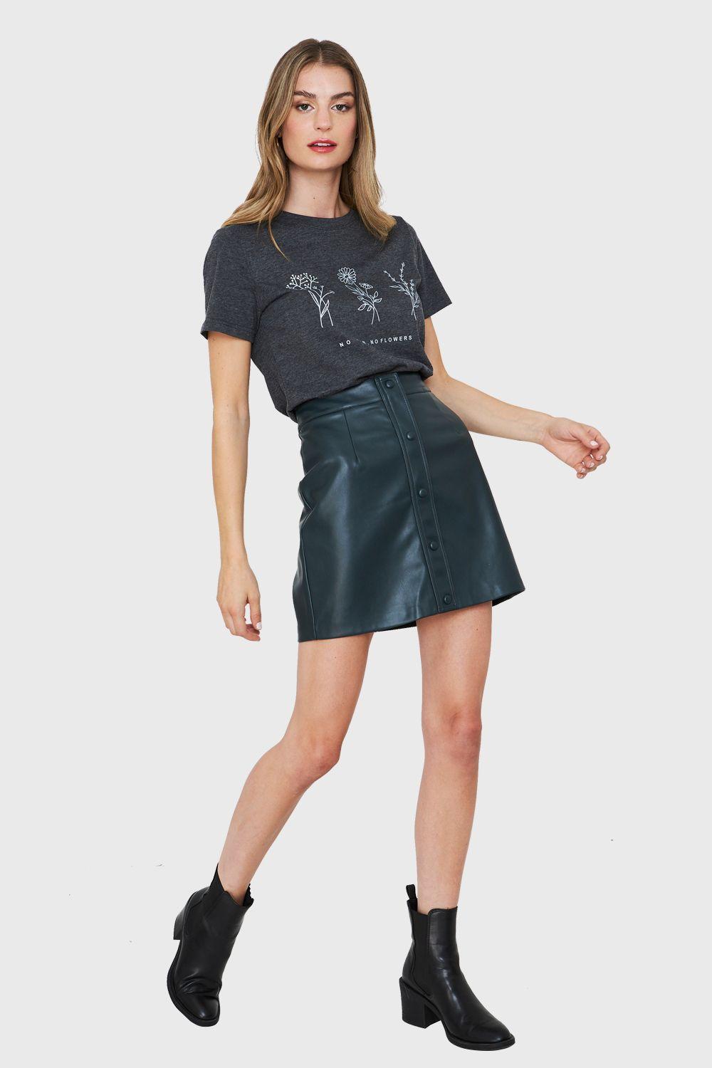 Polera Estampado Flores Campo Grafito Nicopoly-1