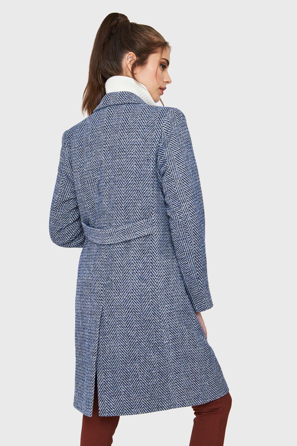 Abrigo Cruzado Patrón Espiga Azul Marino Nicopoly-3