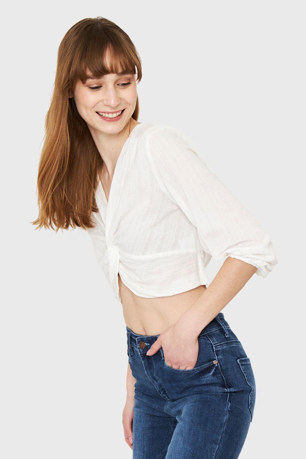 Blusa Corta Nudo Blanco Nicopoly-2