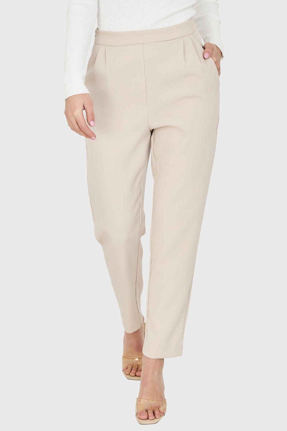 Pantalón Tiro Alto Básico Khaki Nicopoly-0