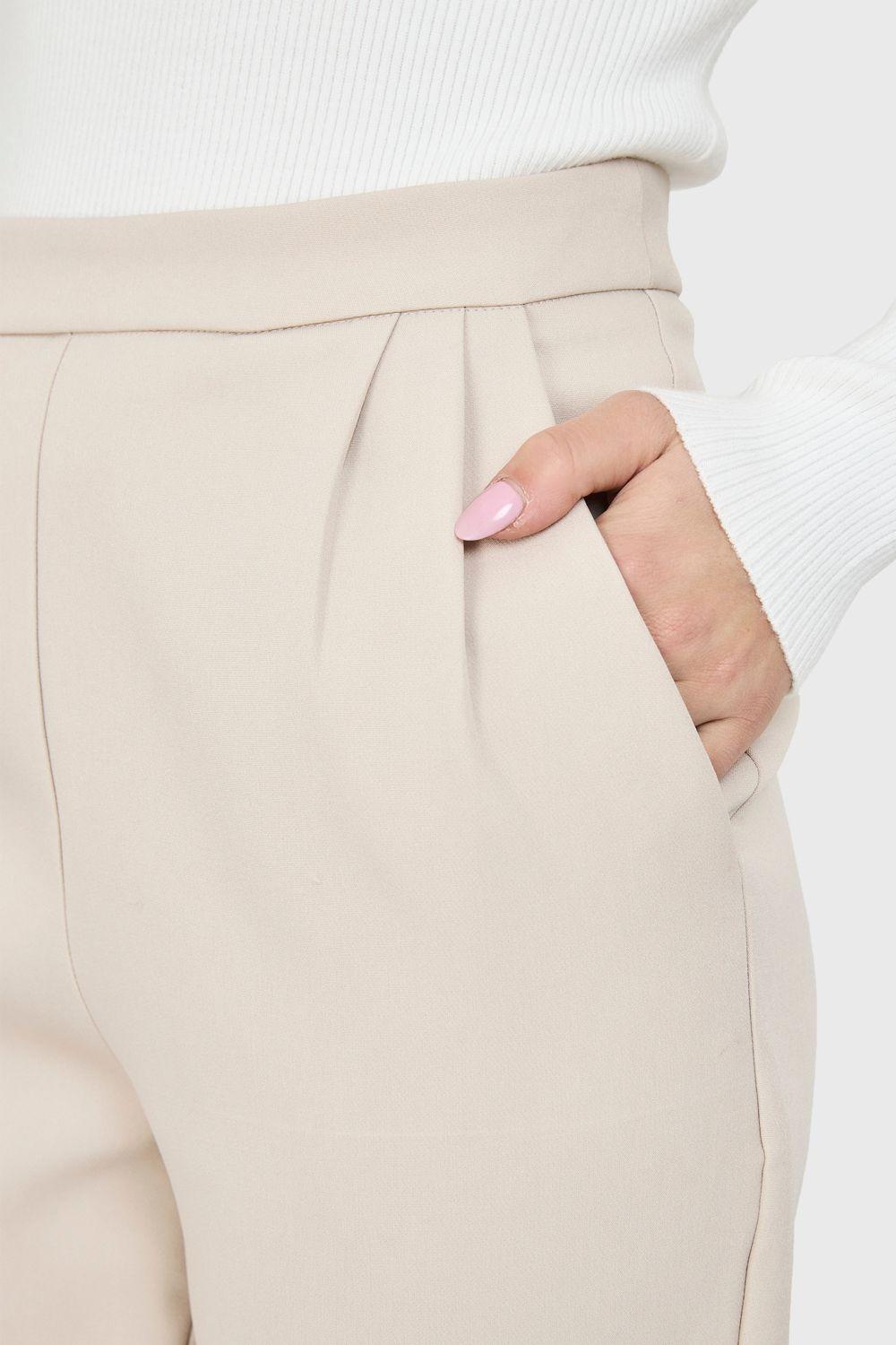 Pantalón Tiro Alto Básico Khaki Nicopoly-5